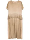 Uma Wang Omens Tan Abril Short-sleeve Silk Midi Dress In Brown