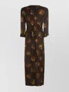 Uma Wang Abstract Pattern Dress Belted Waist In Brown
