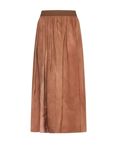 Uma Wang Abstract-printed Flared Midi Skirt In Brown