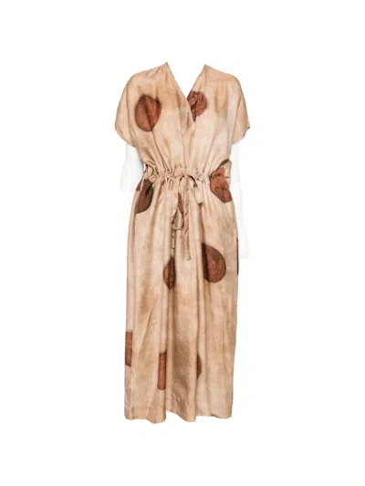 Uma Wang Acre Drawstring-waist Maxi Dress In Brown