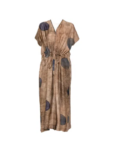 Uma Wang Acre Drawstring-waist Maxi Dress In Brown