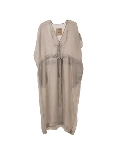 Uma Wang Acre Drawstring-waist Midi Dress In Gray