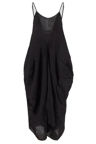 Uma Wang Flared Midi Dress In Black