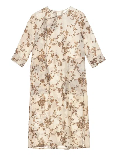 Uma Wang Agina Dress Woman White And Brown In Nude