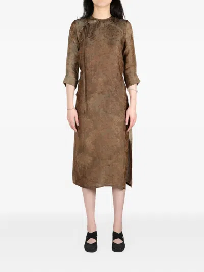 Uma Wang Agina Midi Dress In Brown