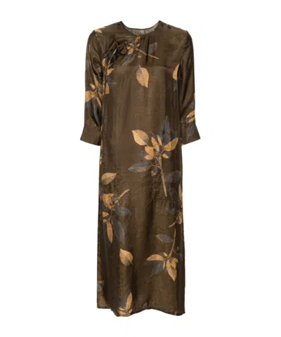 Uma Wang Agina Printed Dress In Brown