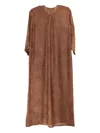 Uma Wang Agina Tie-fastening Patterned Dress In Brown