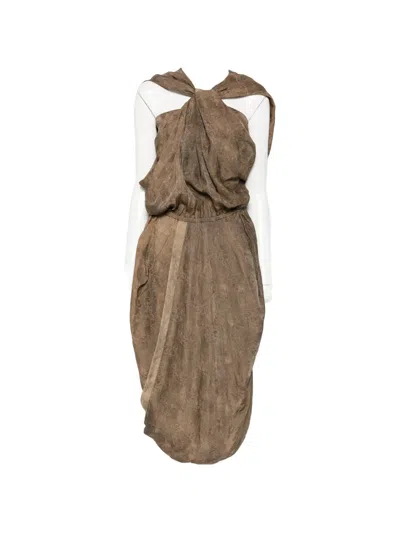Uma Wang Agnes Sleeveless Midi Dress In Brown