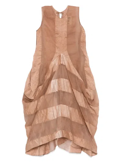 Uma Wang Round Neck Dress In Light Brown