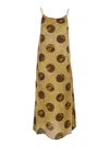 Uma Wang Anaya Brown Sleeveless Dress With Round Neck And All-over Motif In Viscose Blend Woman In Multi