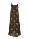 Uma Wang Anaya Brown Sleeveless Dress With Round Neck And All-over Motif In Viscose Blend Woman In Multi