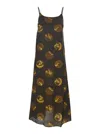 Uma Wang Anaya Brown Sleeveless Dress With Round Neck And All-over Motif In Viscose Blend Woman In Brown