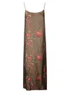 Uma Wang Floral Printed Midi Dress With Adjustable Straps In Brown