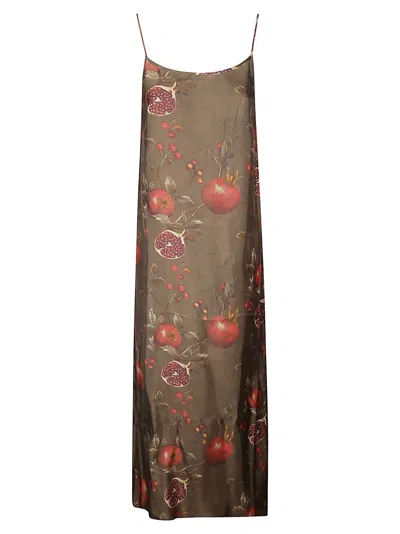 Uma Wang Printed Viscose And Cupro Anaya Dress In Green