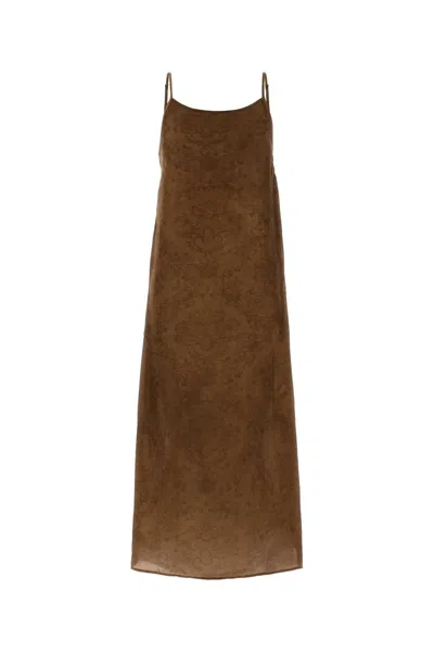 Uma Wang Viscose Blend Anaya Floor Length Dress In Brown
