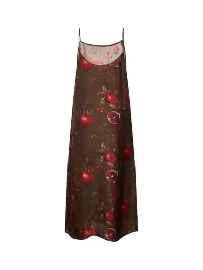 UMA WANG UMA WANG ANAYA DRESS BROWN/RED