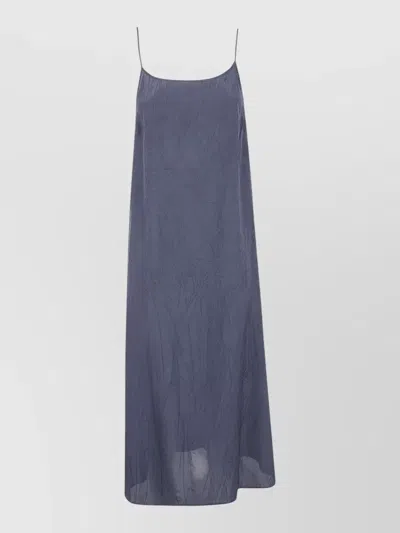 Uma Wang Anaya Dress Crinkled Texture Open Back In Blue