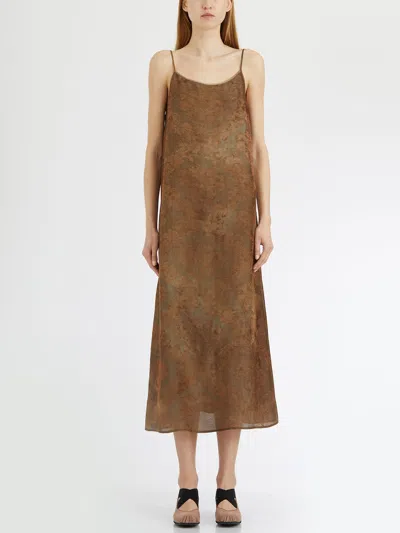 Uma Wang Anaya Dress In Cupro And Viscose In Brown