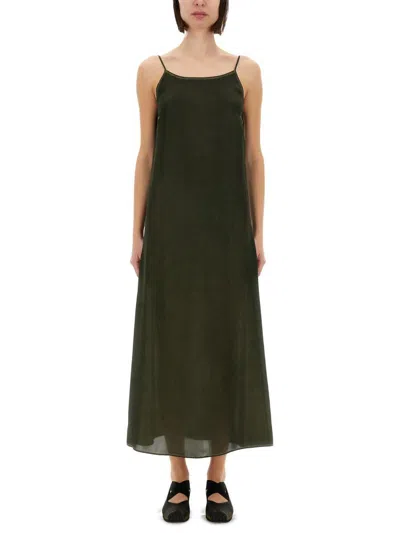 Uma Wang Spaghetti Strap Midi Dress In Military Green