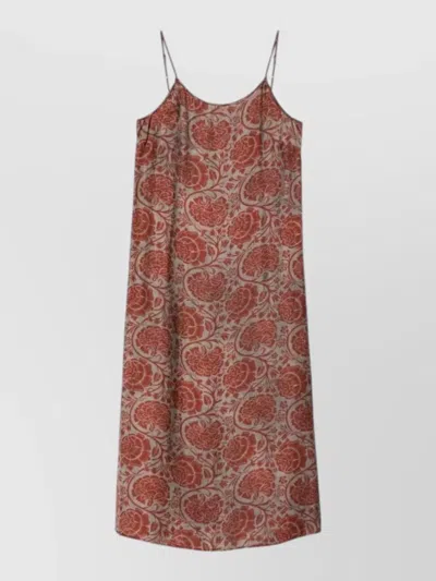 Uma Wang Anaya Floral Midi Slip Dress In Brown