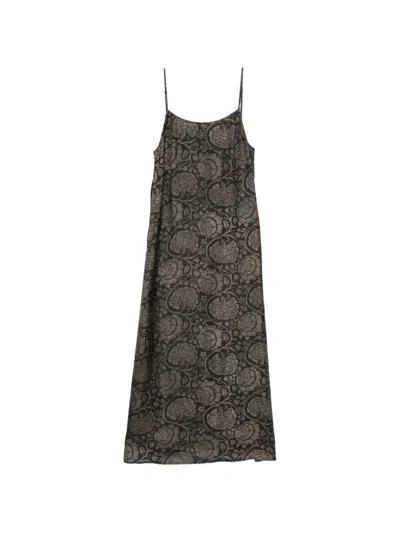 Uma Wang Anaya Floral-print Midi Dress In Black