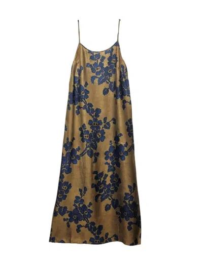 Uma Wang Anaya Floral-print Midi Dress In Brown