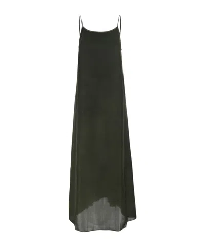 UMA WANG 'ANAYA' GREEN LONG DRESS WITH ADJUSTABLE SPAGHETTI STRAPS IN SILK WOMAN