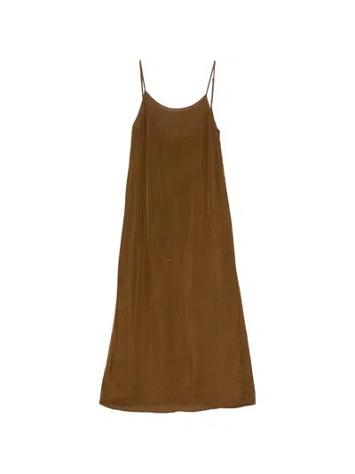 Uma Wang Anaya Midi Dress Scoop Back Neckline In Brown