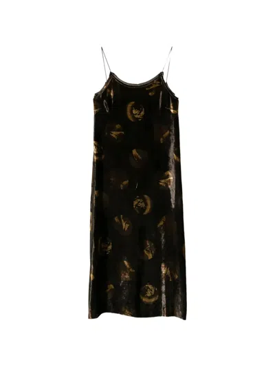 Uma Wang Anaya Patterned Midi Dress In Black