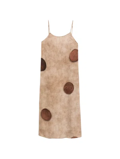 Uma Wang Anaya Polka-dot Midi Dress In Brown