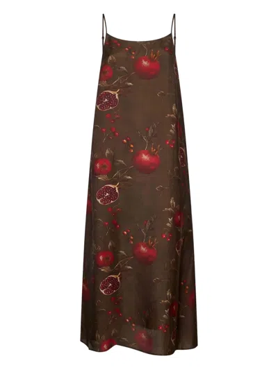 UMA WANG ANAYA POMEGRANATE-PRINT SLIP MIDI DRESS
