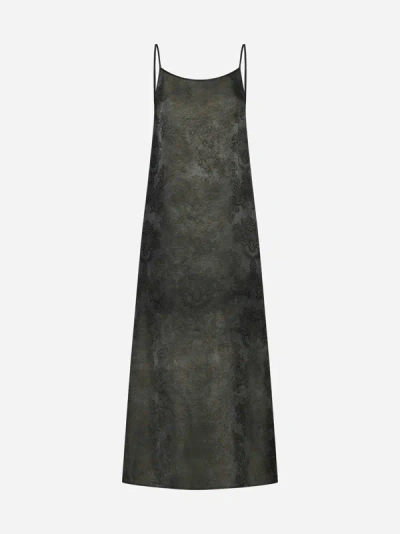 Uma Wang Motif Jacquard Midi Slip Dress In Dark Green