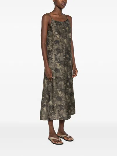 Uma Wang Anaya Printed Long Dress In Green