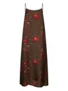 Uma Wang Floral Printed Midi Dress With Adjustable Straps In Multi