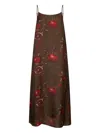 Uma Wang Floral Printed Midi Dress With Adjustable Straps In Multi