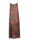 Uma Wang Floral Printed Midi Dress With Adjustable Straps In Multi