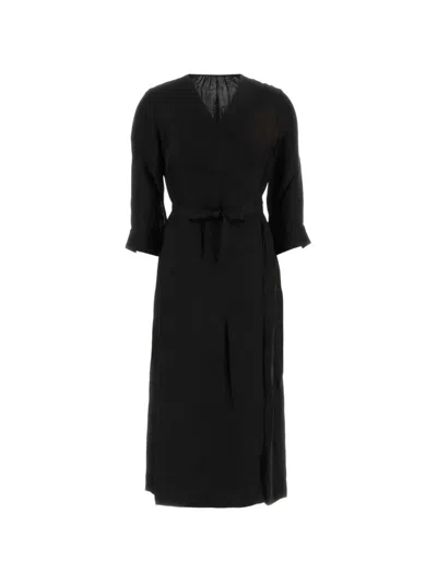 Uma Wang Anthea Wrap Dress Viscose Blend Midi In Black