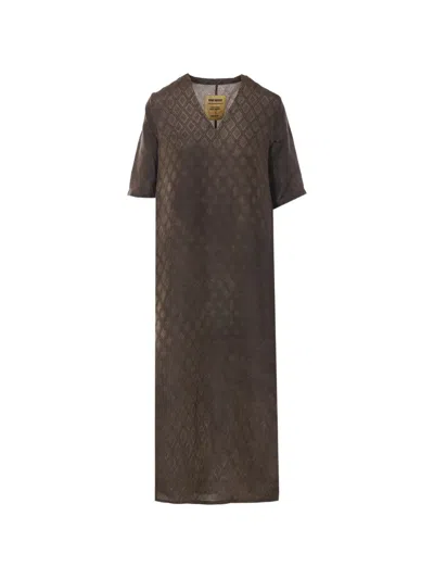 Uma Wang Apostle Geometric-pattern Dress In Gray