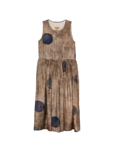 Uma Wang Ardal Draped Midi Dress In Brown