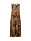 Uma Wang Printed Viscose And Cupro Ardal Midi Dress In Brown