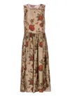 Uma Wang Printed Viscose And Cupro Ardal Midi Dress In Brown
