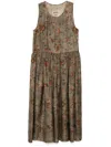 Uma Wang Floral Pattern Dress In Brown