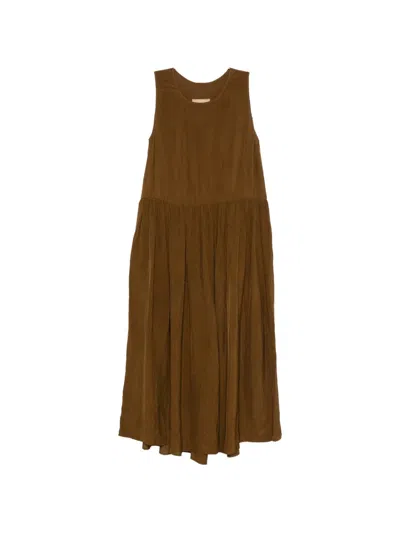 Uma Wang Ardal Pleated Dress In Brown