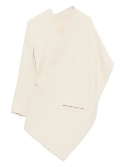 Uma Wang Asymmetric-draped Jacket In Neutral
