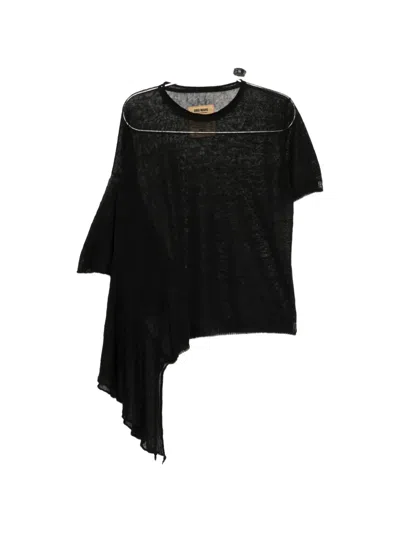 Uma Wang Asymmetric Knitted Top In Black