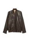 Uma Wang Asymmetric Leather Jacket In Brown