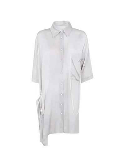 Uma Wang Asymmetric Silk Shirt In Gray