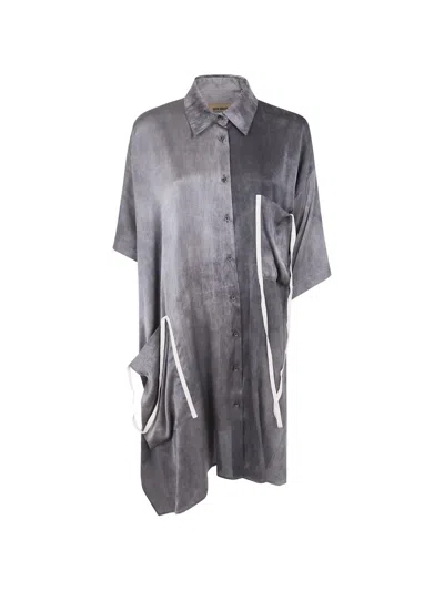 Uma Wang Asymmetric Tape-detail Shirt In Gray