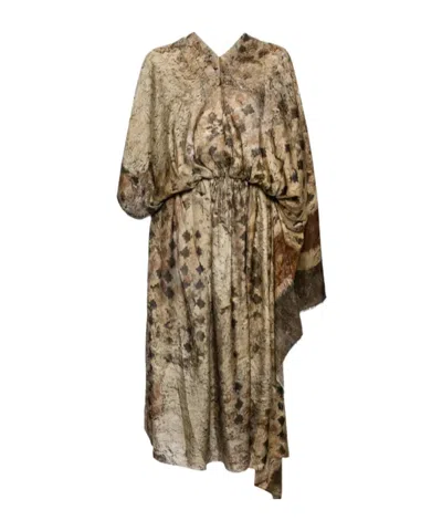 Uma Wang Asymmetrical Maxi Dress In Brown