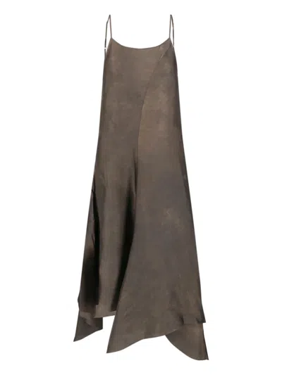 Uma Wang Asymmetrical Slip Dress In Gray